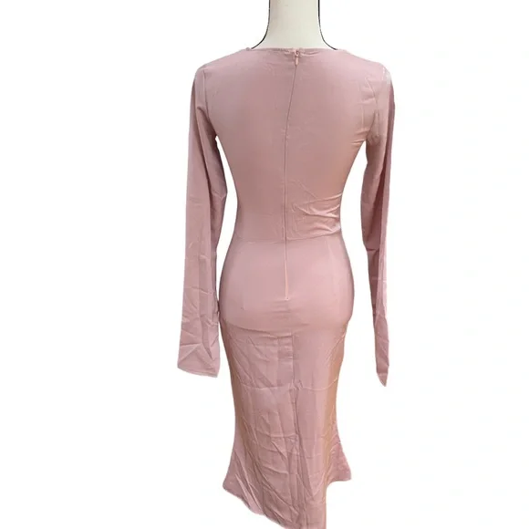 Long Sleeve Satin Midi Dress - Picture 2 of 3